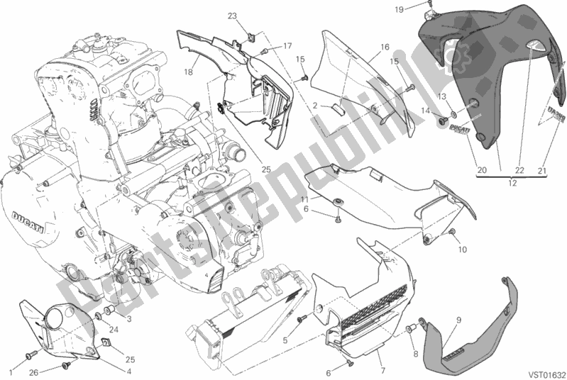 All parts for the Half Fairing of the Ducati Monster 1200 S Brasil 2019